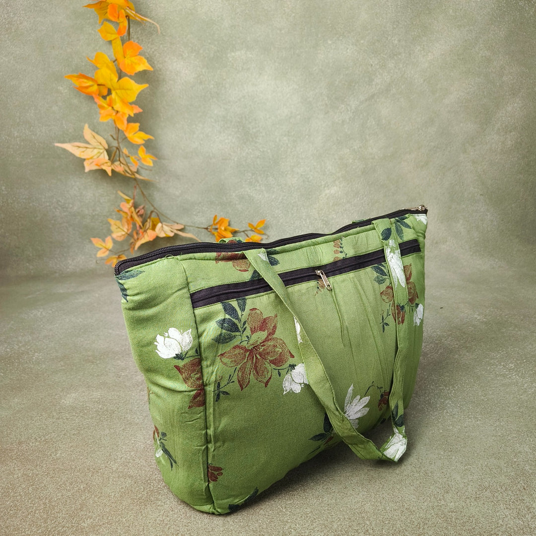 Baby Bag Diaper bag Hospital Bag Green with Floral Prints Design