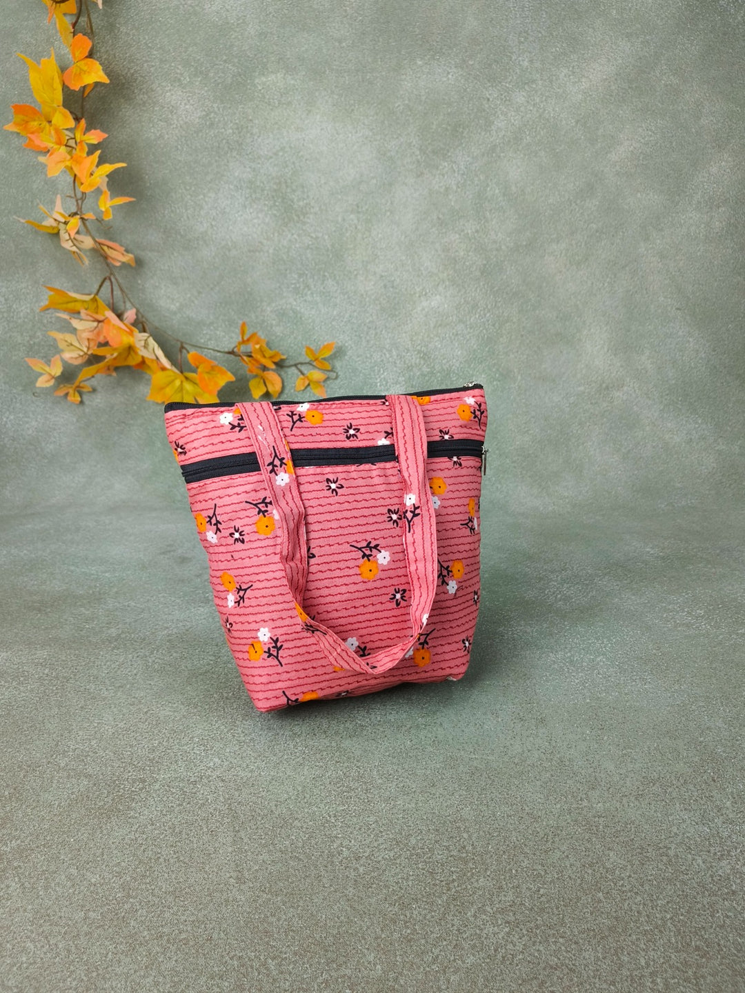 Small Handbag Coral Peach Floral Prints Design