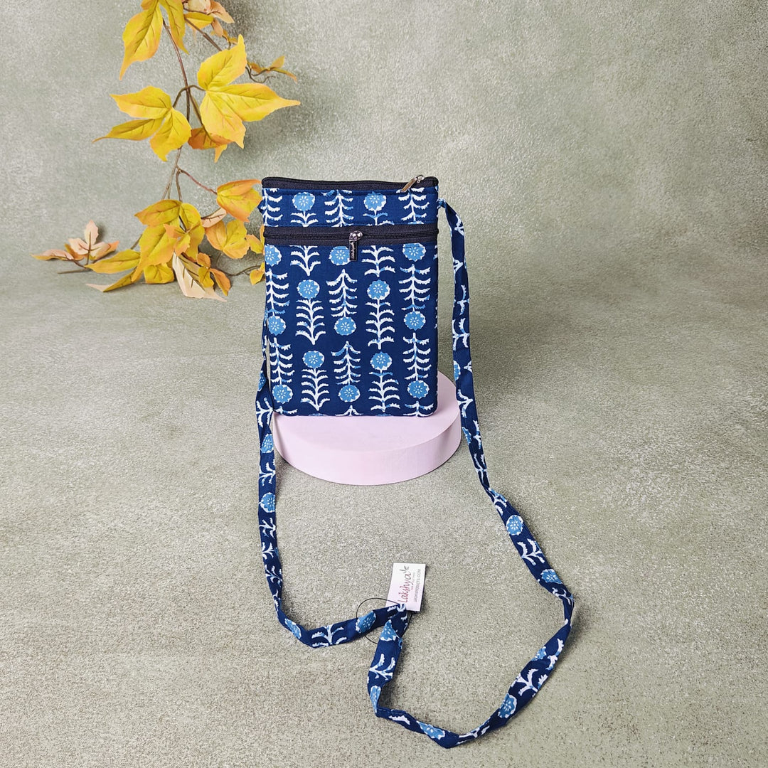 Daily Sling Dark Blue with Floral Botanical Prints Design