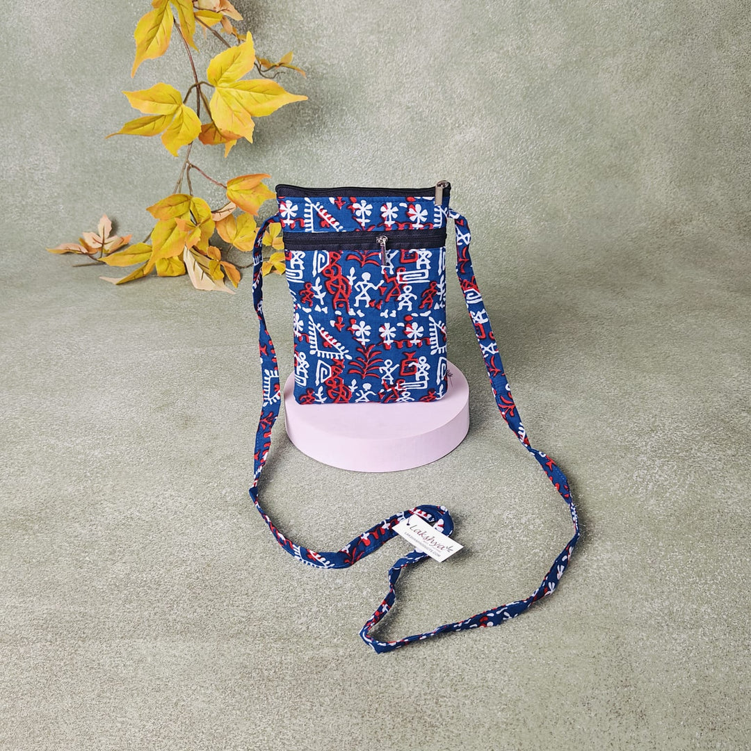 Daily Sling Dark Blue with Red Tribal Prints Design