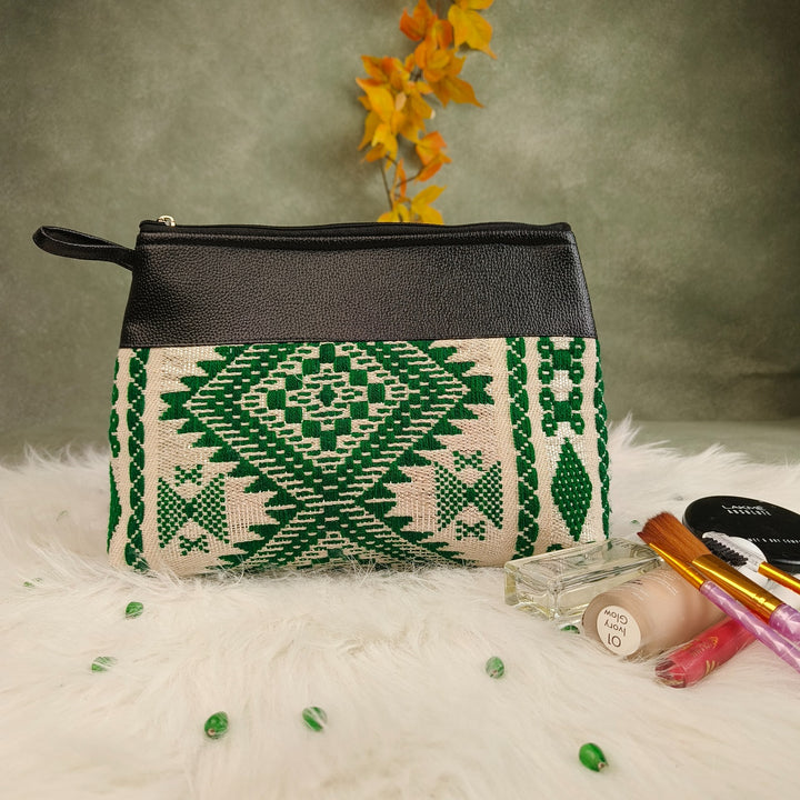 Boho Vanity Olive Green with White Graphic Prints Design