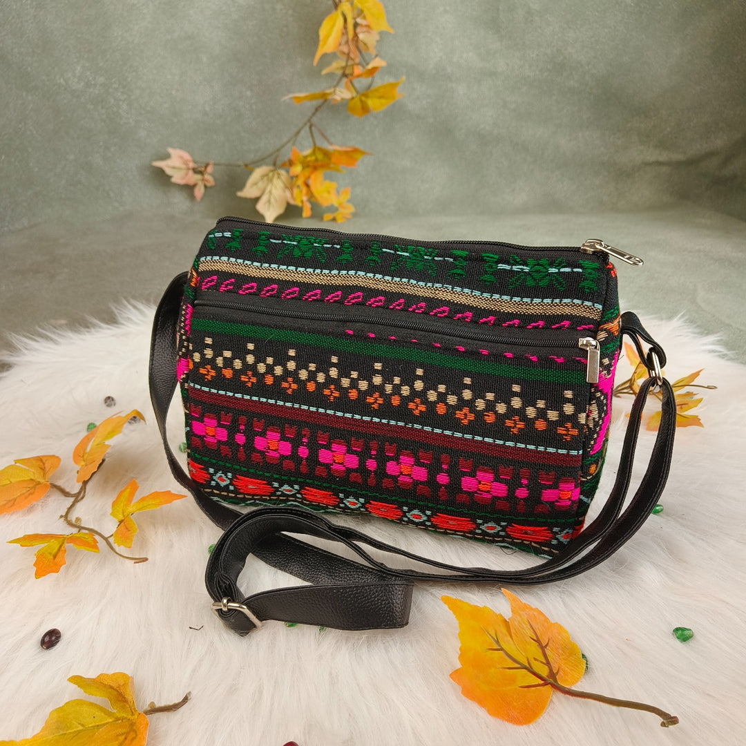 Lifestyle Sling Black with Multicolor Turkish Kilm Prints Design