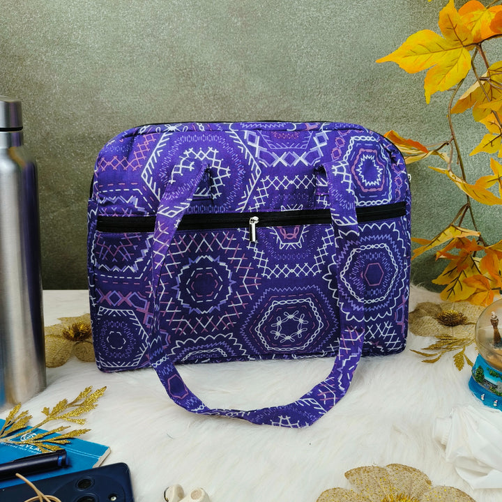 Everyday Tote Purple with Pentagonal Prints Design