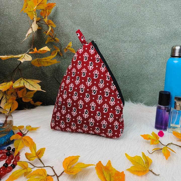 Weavers Nest Pouch - Large Maroon Colour with Small Mango Design