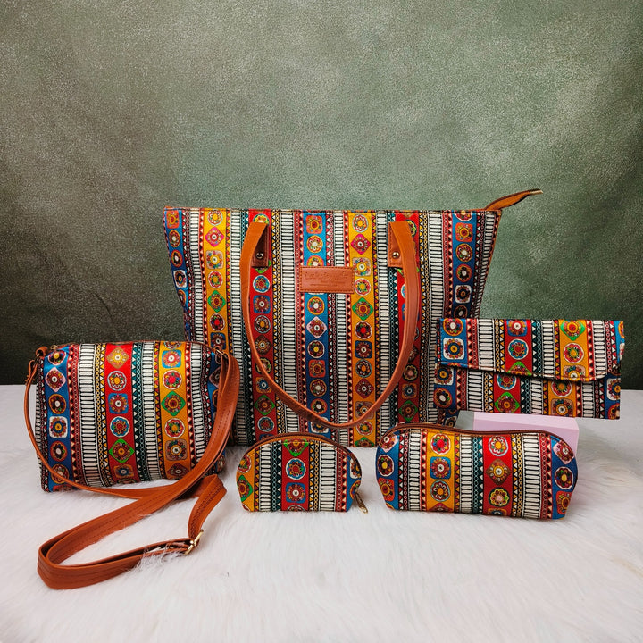 Go Special Tote Combo Set Turkish Multicolor Pattern