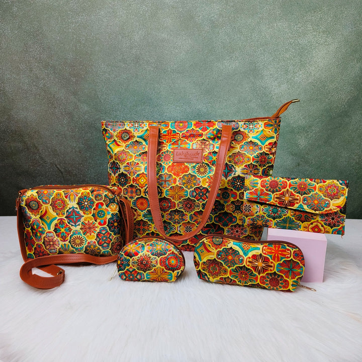 Go Special Tote Combo Set Yellowish Scale Pattern