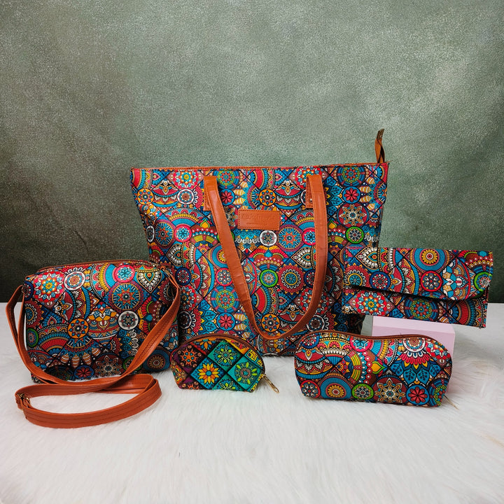 Go Special Tote Combo Set Multicolor Composite Repeat Prints