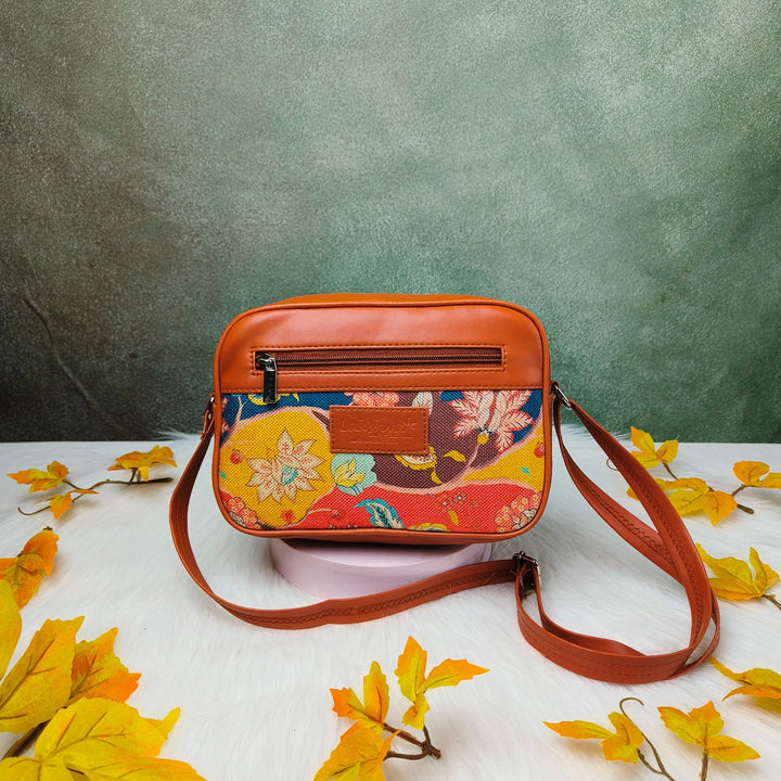 Book Sling Orange with Blue and Red Coral Prints Design