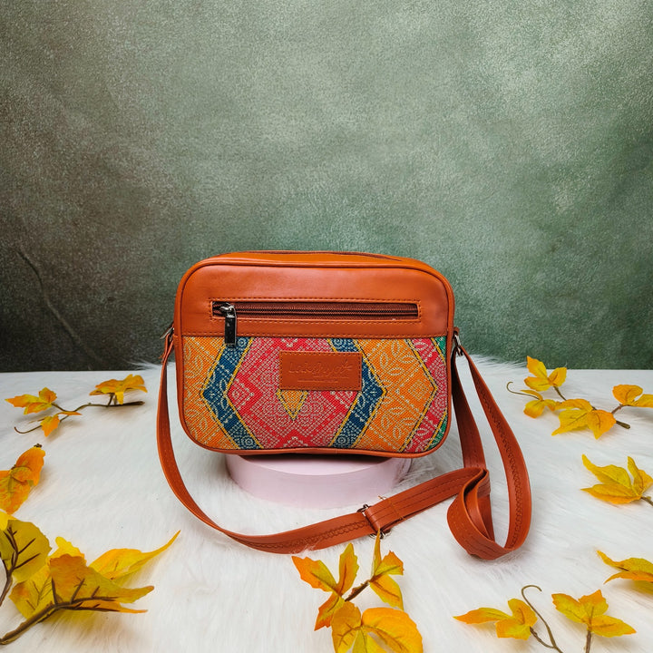 Book Sling Orange with Red Graphic Prints