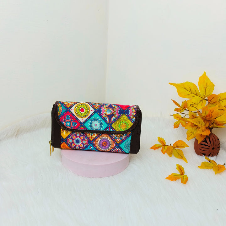 Handmade Wallets Dual Zip Multicolour small Square Geometrical Prints