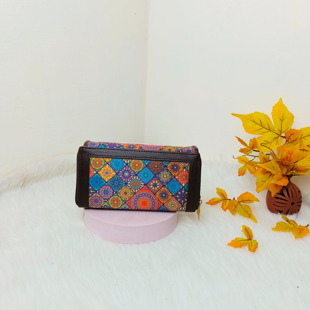 Handmade Wallets Dual Zip Small Square Multicolour Prints