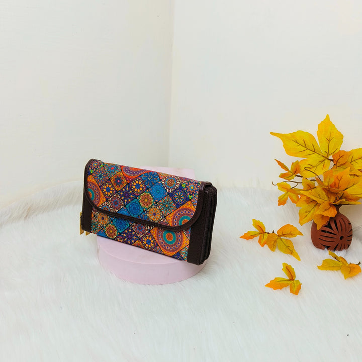 Handmade Wallets Dual Zip Small Square Multicolour Prints