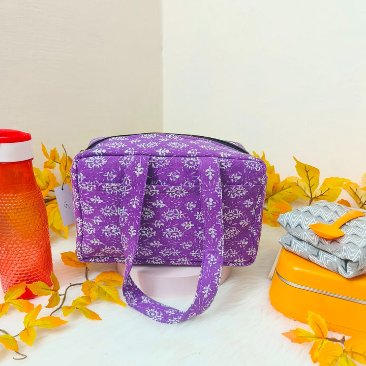 Water Proof Mini Lunch Bag Purple Floral Prints