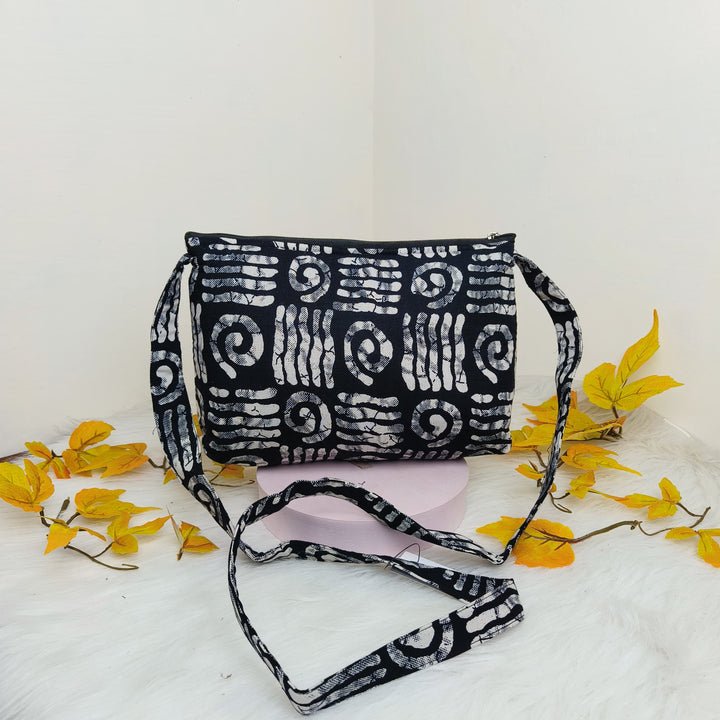 Bristlefront Everyday sling Black with White Art Deco Pattern