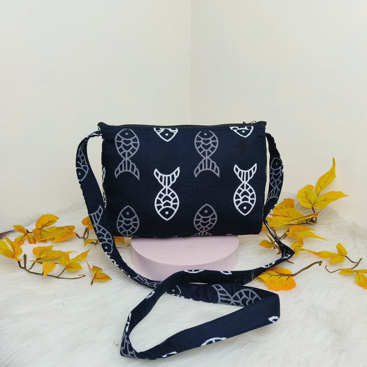 Bristlefront Everyday sling  Dark Blue with White and Grey Graphic Prints