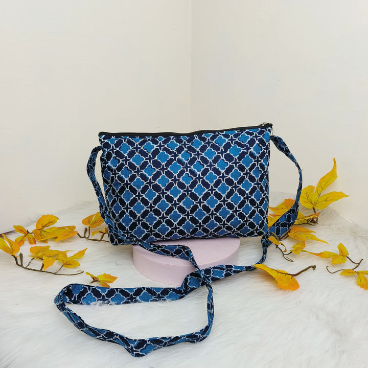 Bristlefront Everyday sling  Blue with White Geometric Repeat Prints Design