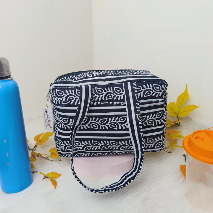 Water Proof Mini Lunch Bag Black with African Prints Design