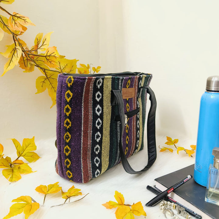 Urban Tote Black with Brown African Prints