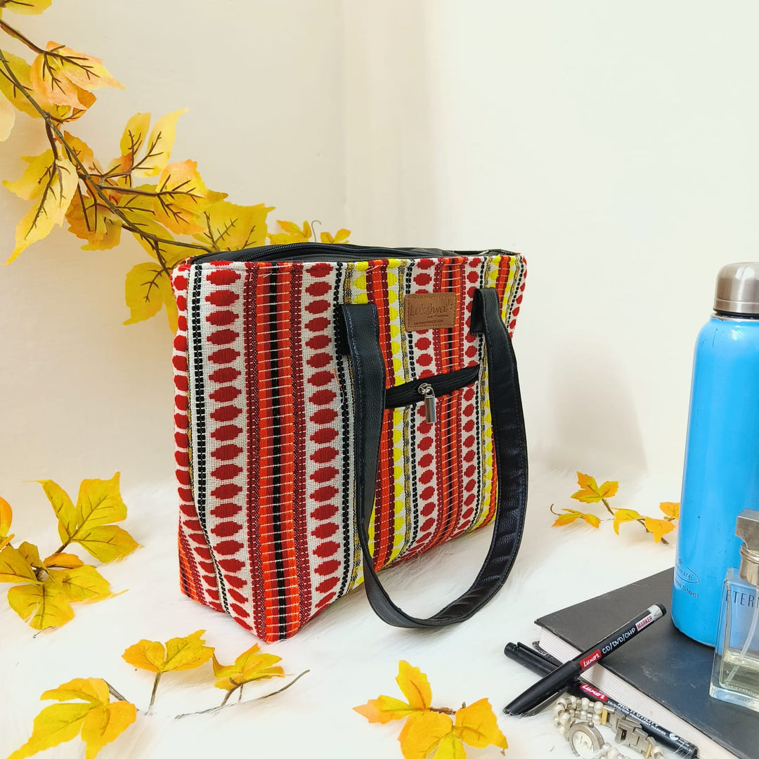 Urban Tote Red with Orange and Yellow Southwestern Prints Design