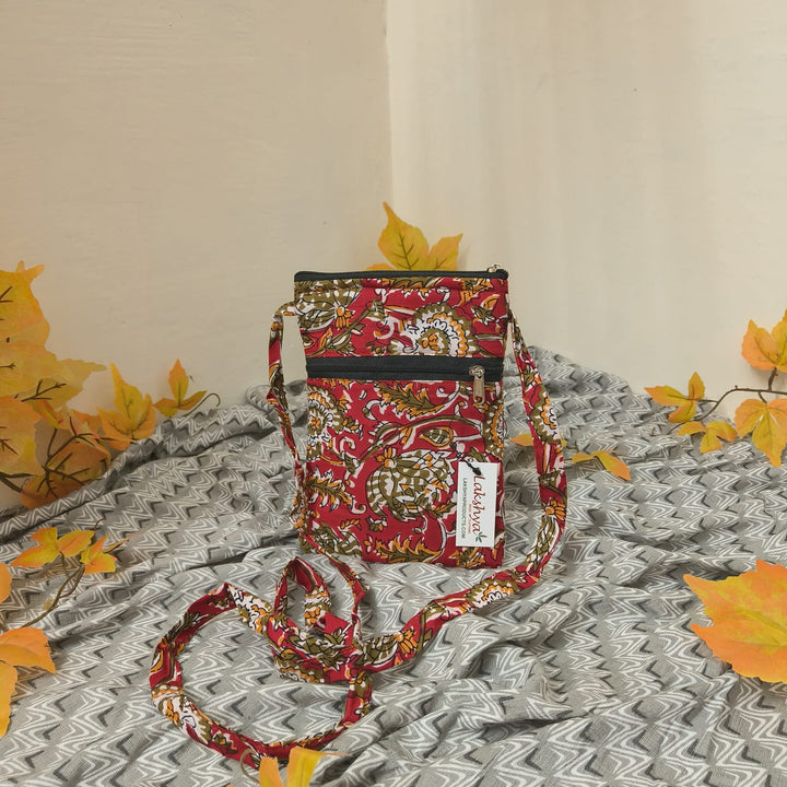 Daily Sling Red with Yellow and White Flower Design Prints