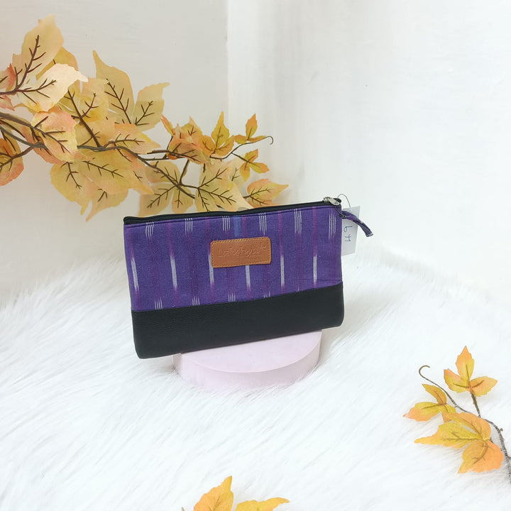 Sarus Crane Classic Purse Violet Colour with White Lines.