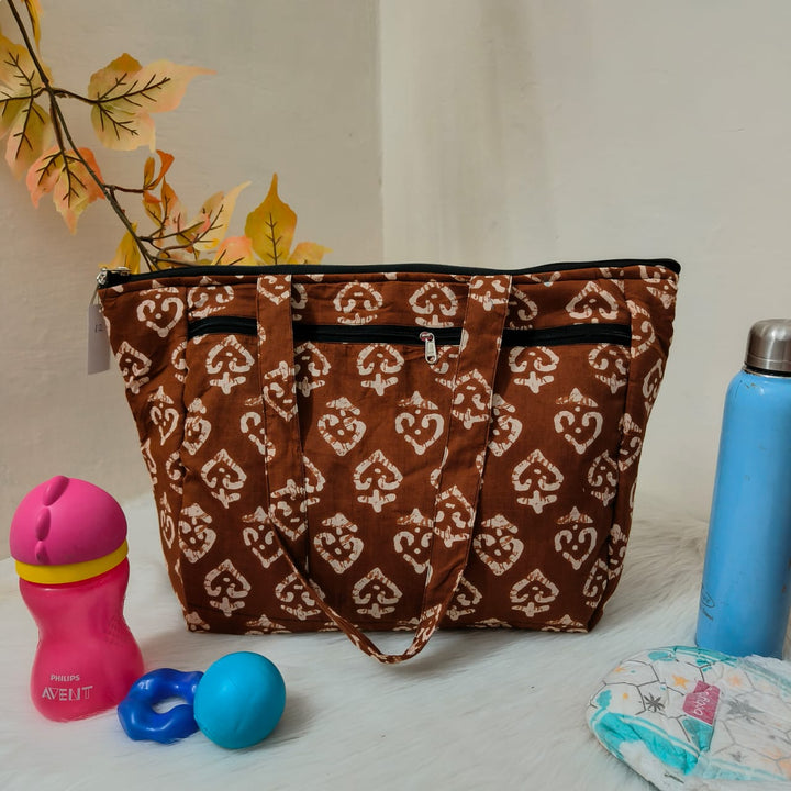 Baby Bag /Diaper bag/Hospital Bag Brown with White Prints