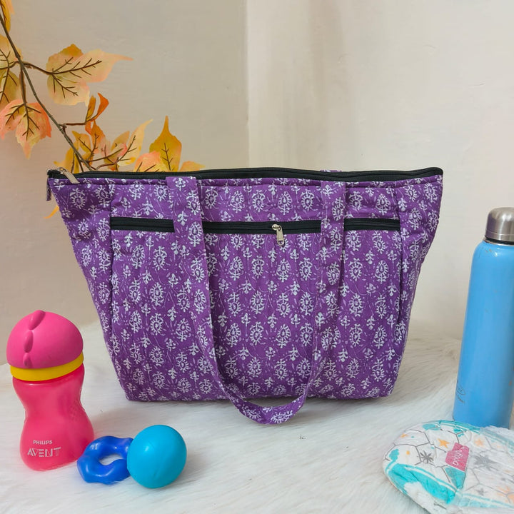 Baby Bag /Diaper bag/Hospital Bag Lavender Colour with Floral Prints.