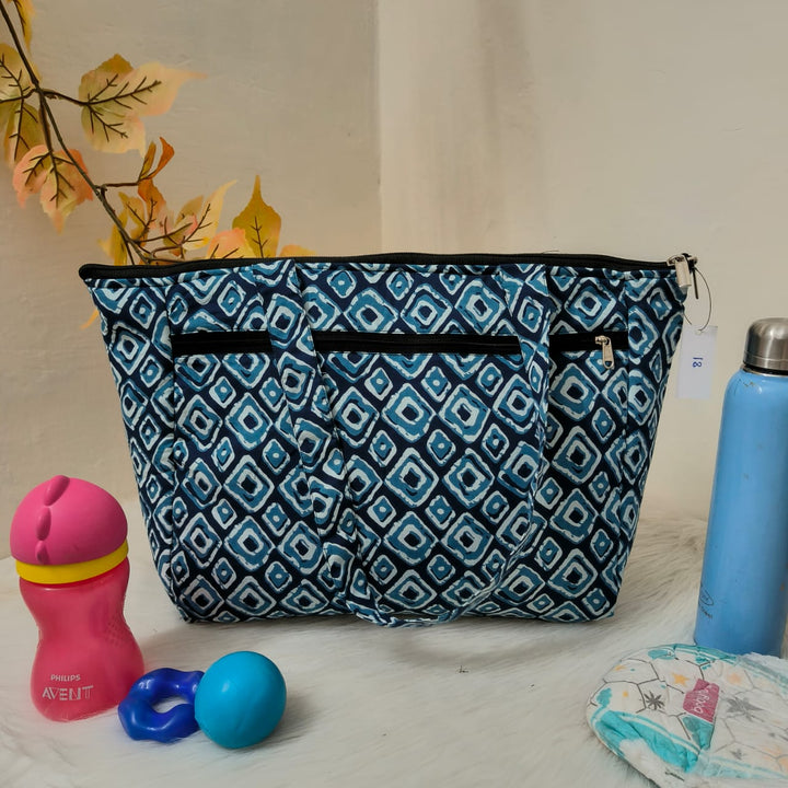 Baby Bag /Diaper bag/Hospital Bag Steel Blue with Diamond Design.