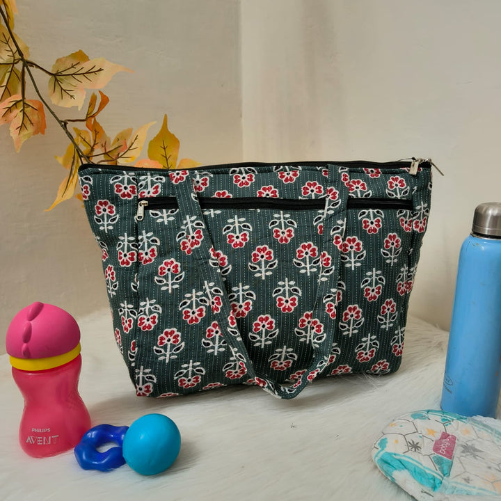 Baby Bag /Diaper bag/Hospital Bag Grey Colour Floral Prints