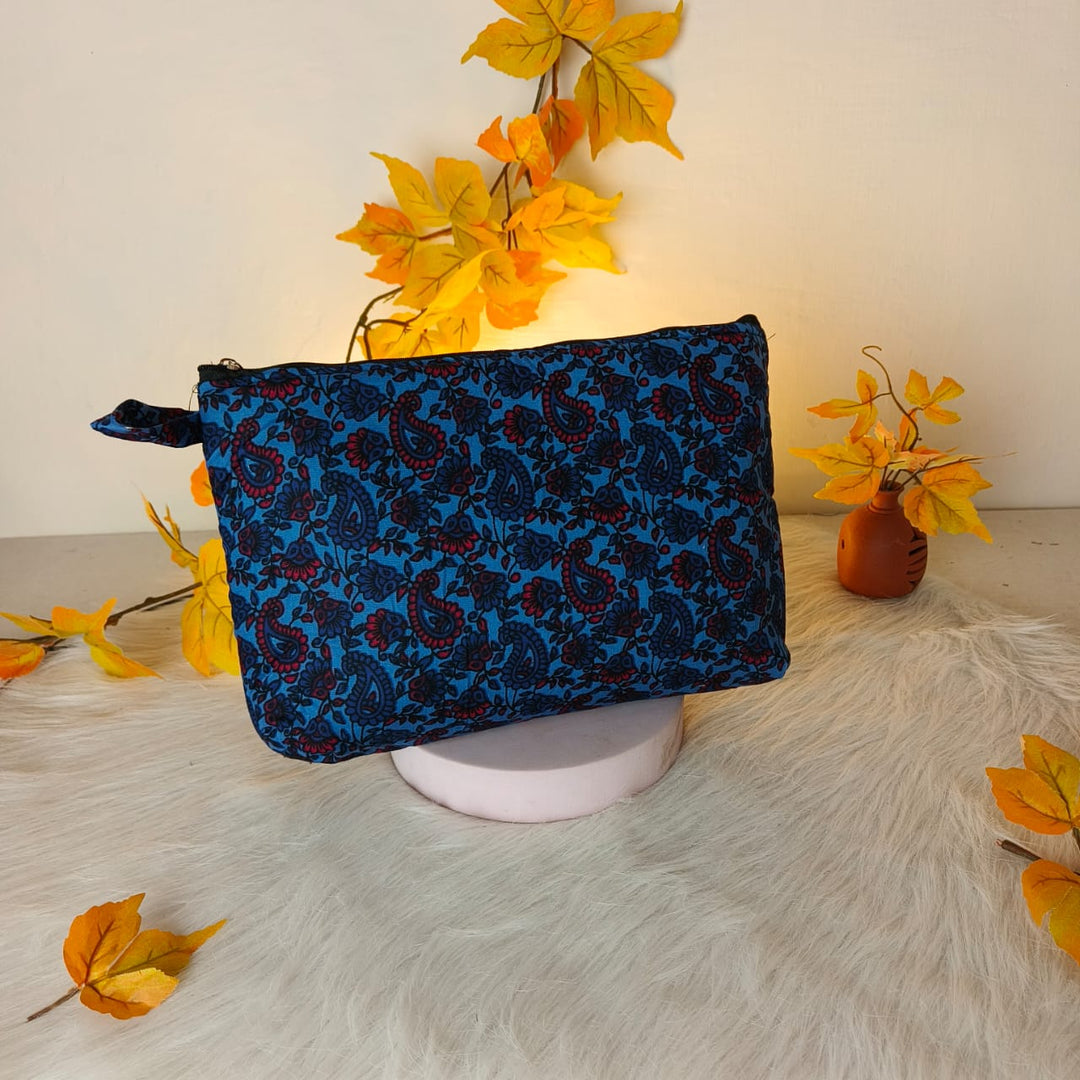 Jumbo Makeup pouch Navy Blue with Red Colour Mango Design.