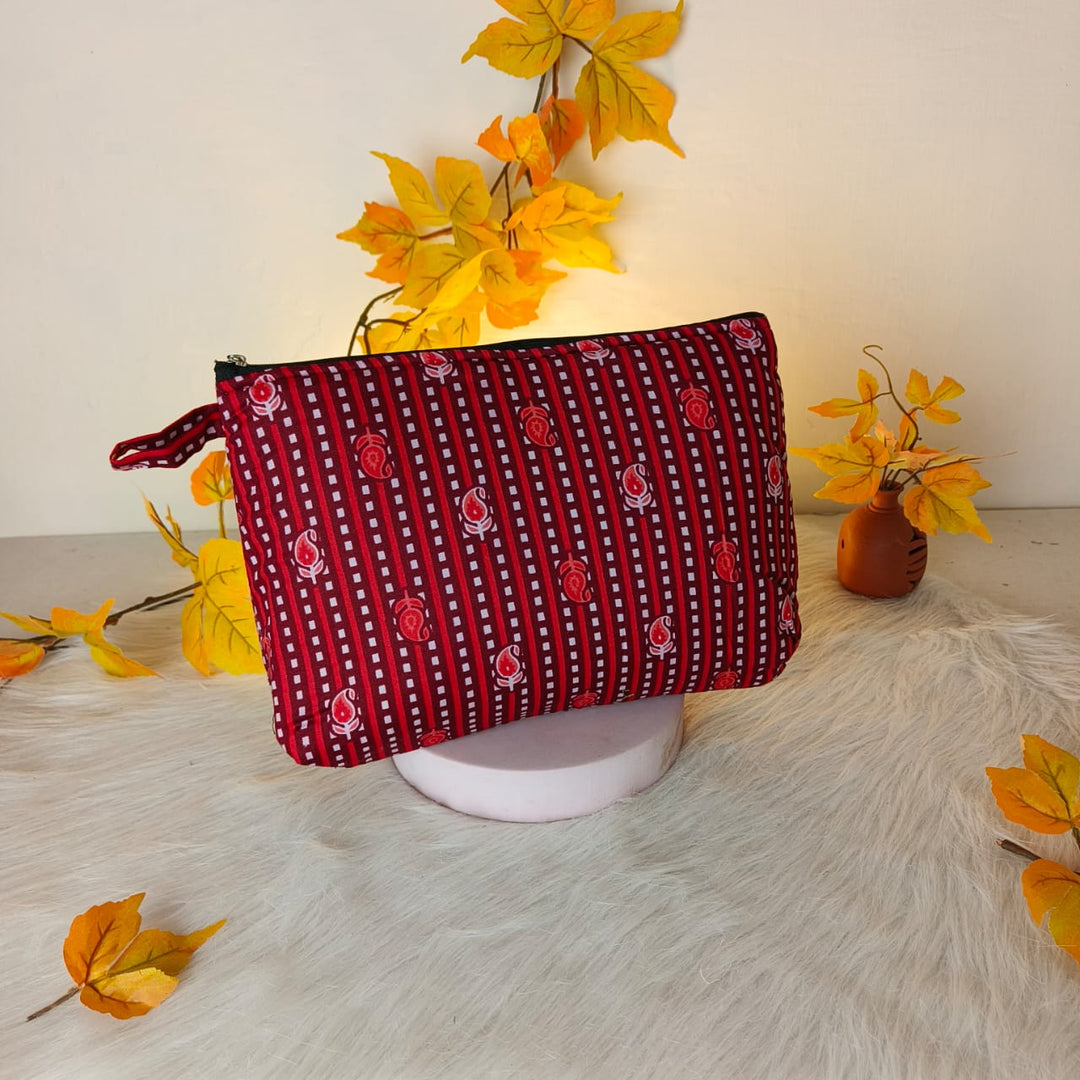 Jumbo Makeup pouch Red Colour Small Mango Design.