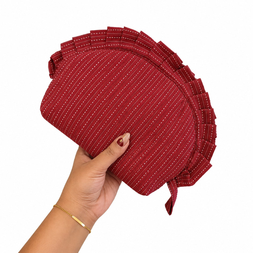 Frill Purse - brown with white dots