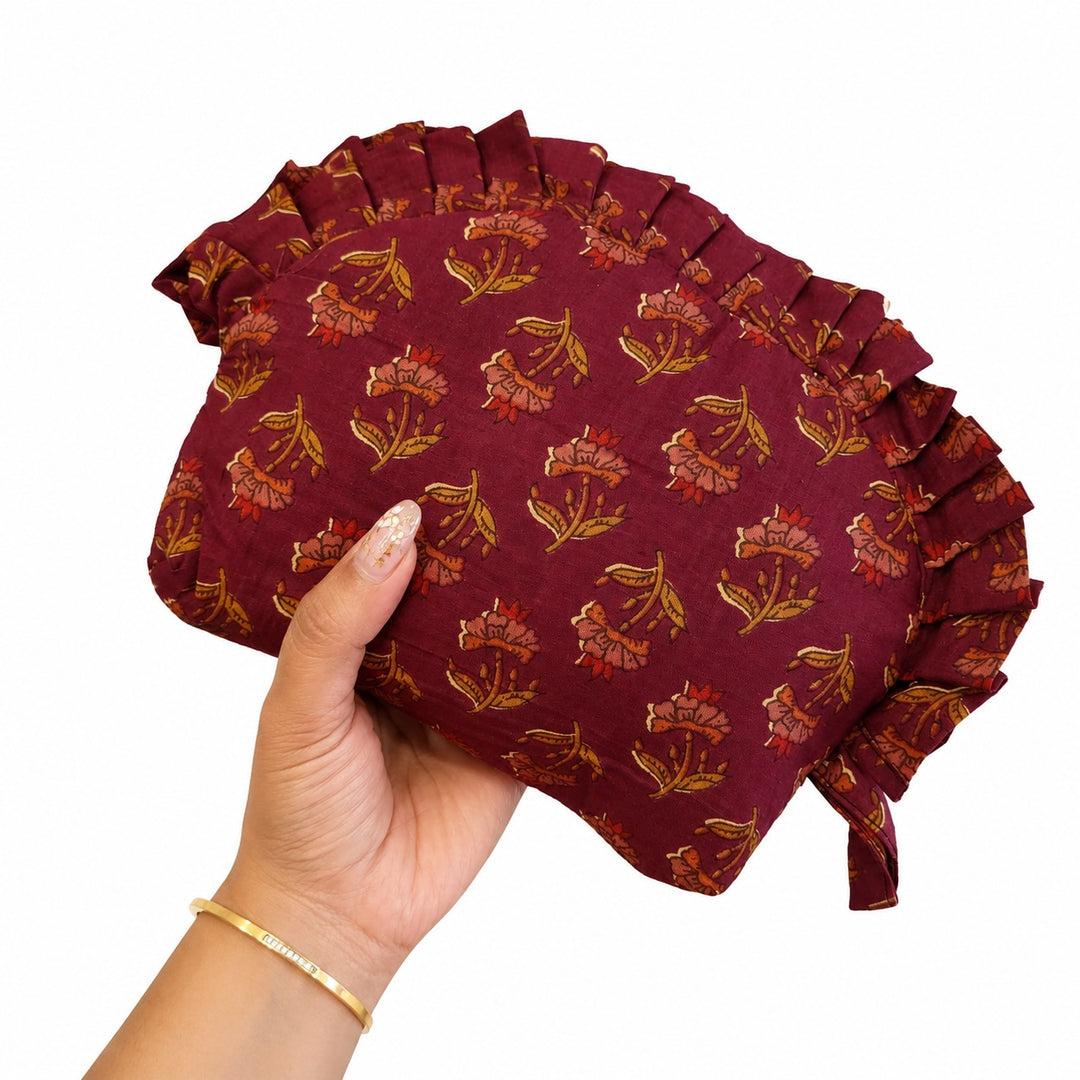 Frill Purse - brown with flowers