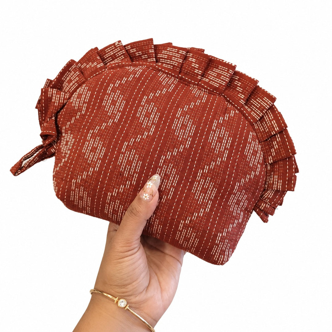 Frill Purse- brown with white dots