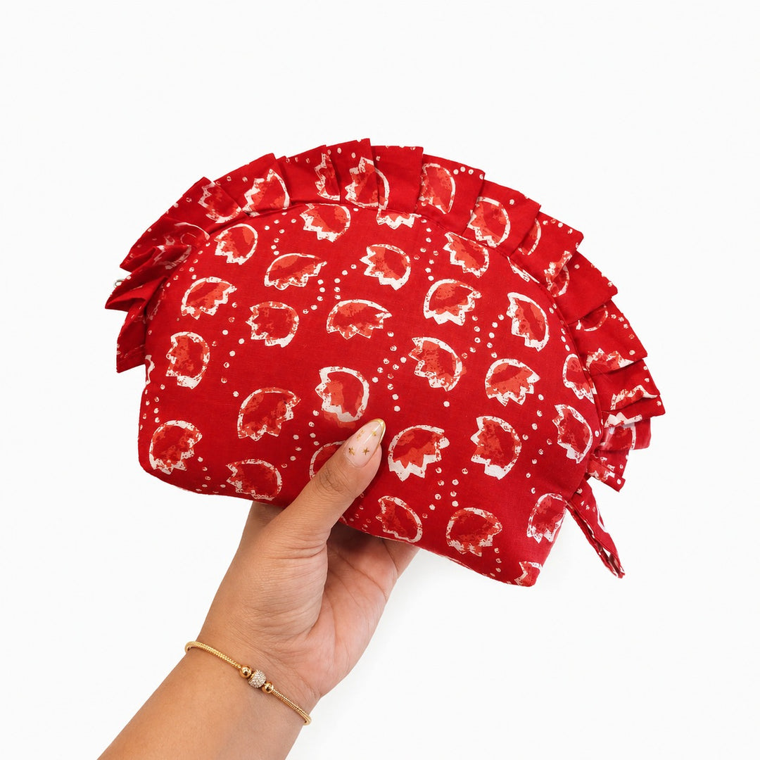 Frill Purse- red with white outer flower