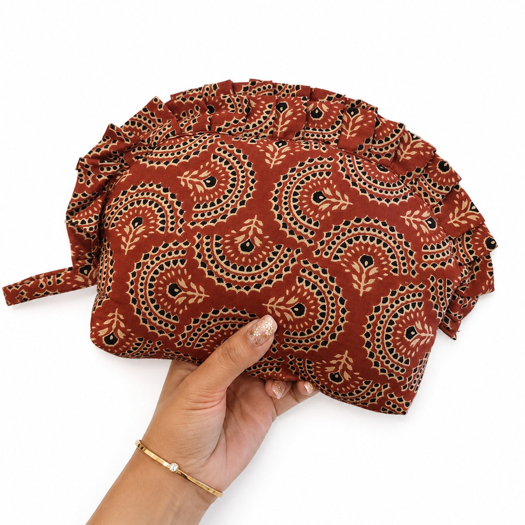 Frill Purse- brown with half circle