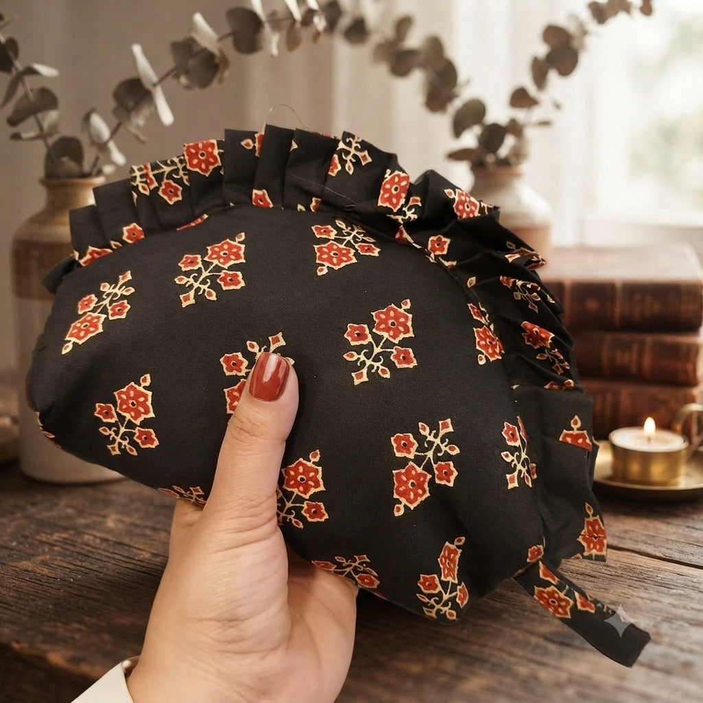 Frill Purse-Autumn Blossom Kalamkari