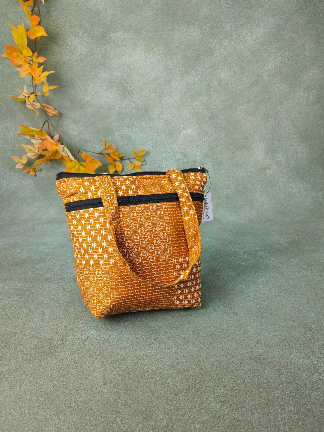 Small Handbag Yellow with Turkish Kilm Prints