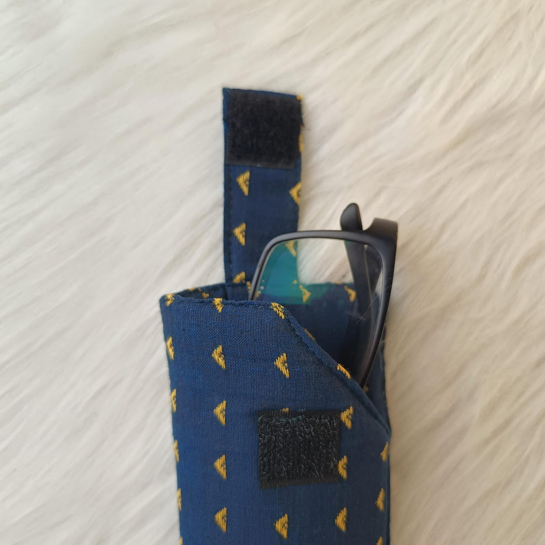 Sunglass Pouch Black with White Diamond Design.