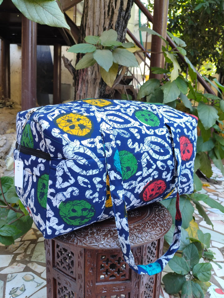 Rectangle Travel Bag Blue Batik Prints