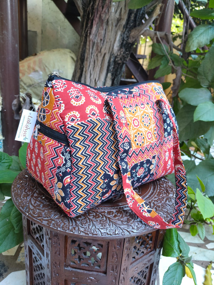 Barrel Handbags Red Moghul Print