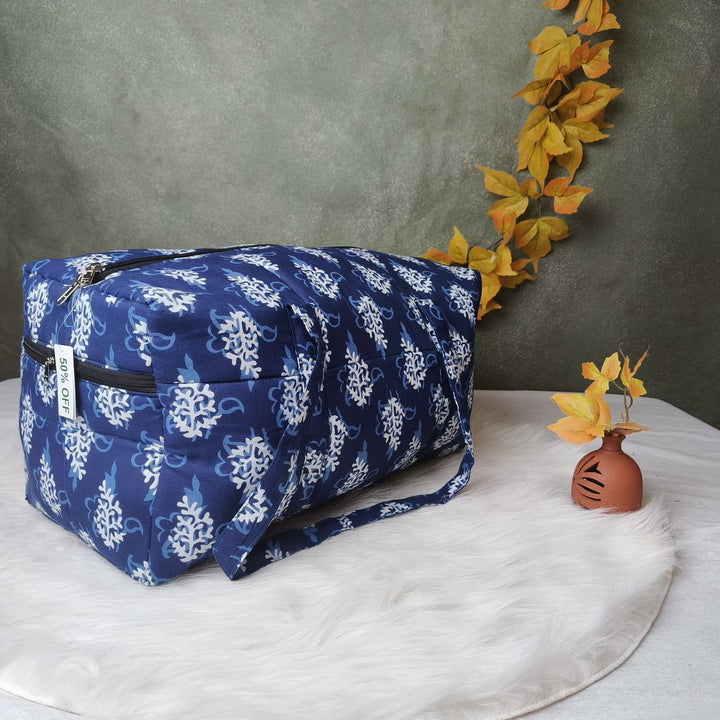 Rectangle Travel Bag Blue With Jaipur Print