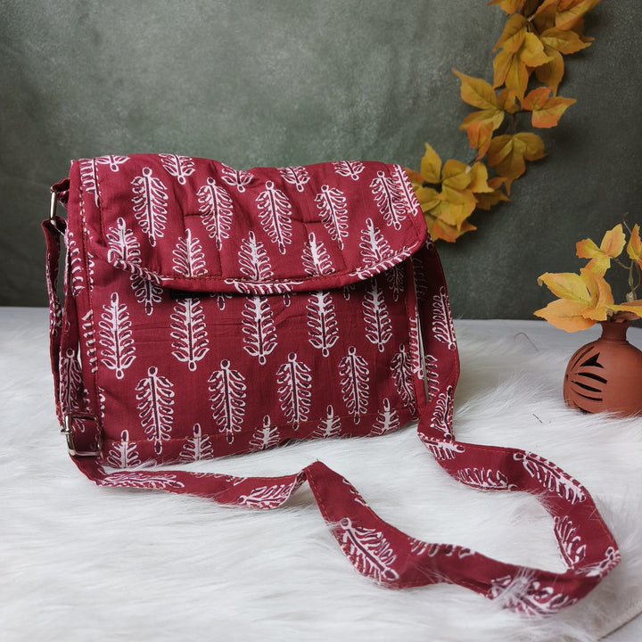 Multizipper Sling 4 Zips Rust Jaipur Print