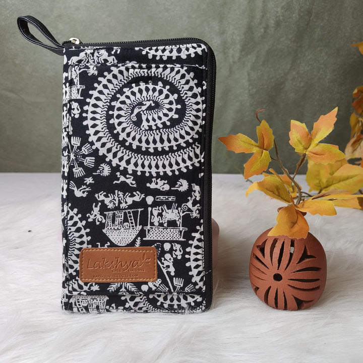Utility Wallets Black Warli Print