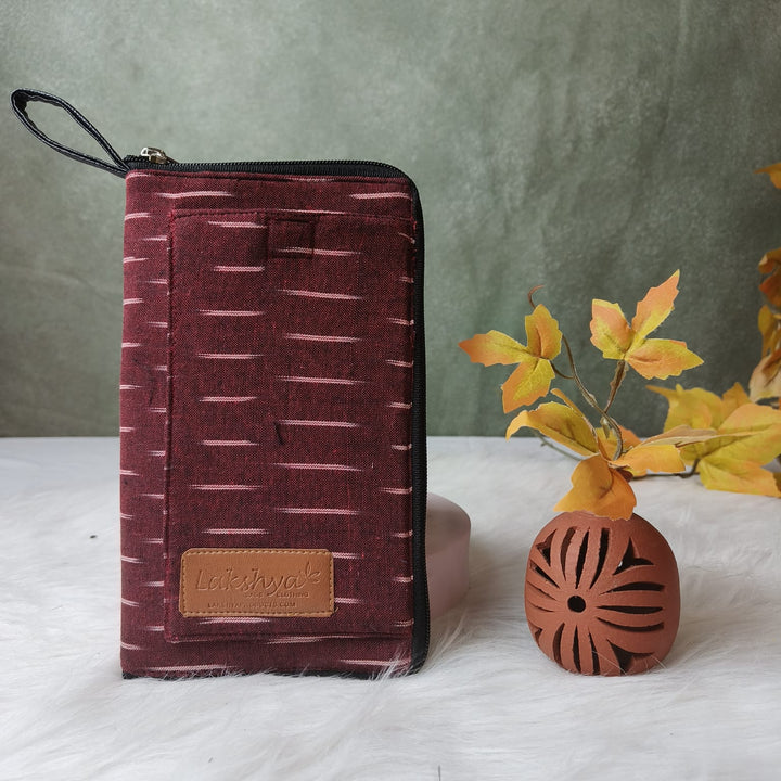 Utility Wallets Maroon Ikat