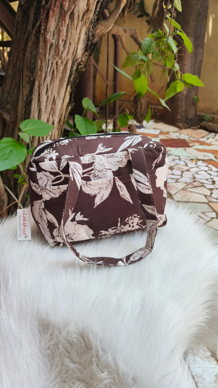 Water Proof Mini Lunch Bag Brown Floral