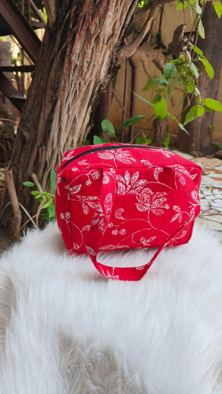 Water Proof Mini Lunch Bag Red leaf Print