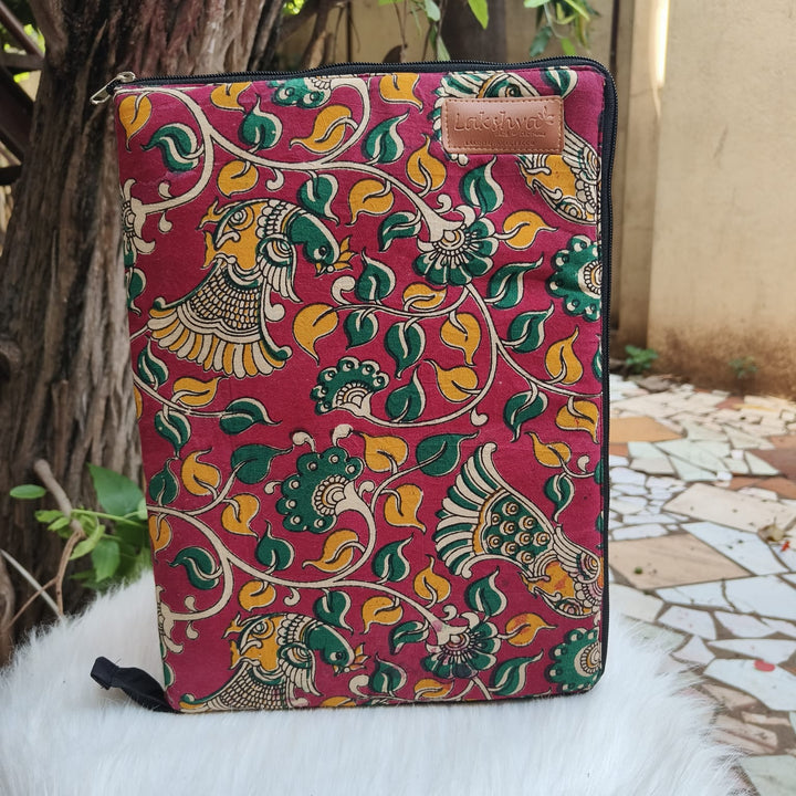 Lap and Doc Station Maroon and green kalamkari