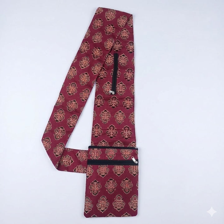 Pilgrim Bag -  Maroon Ajarkh print