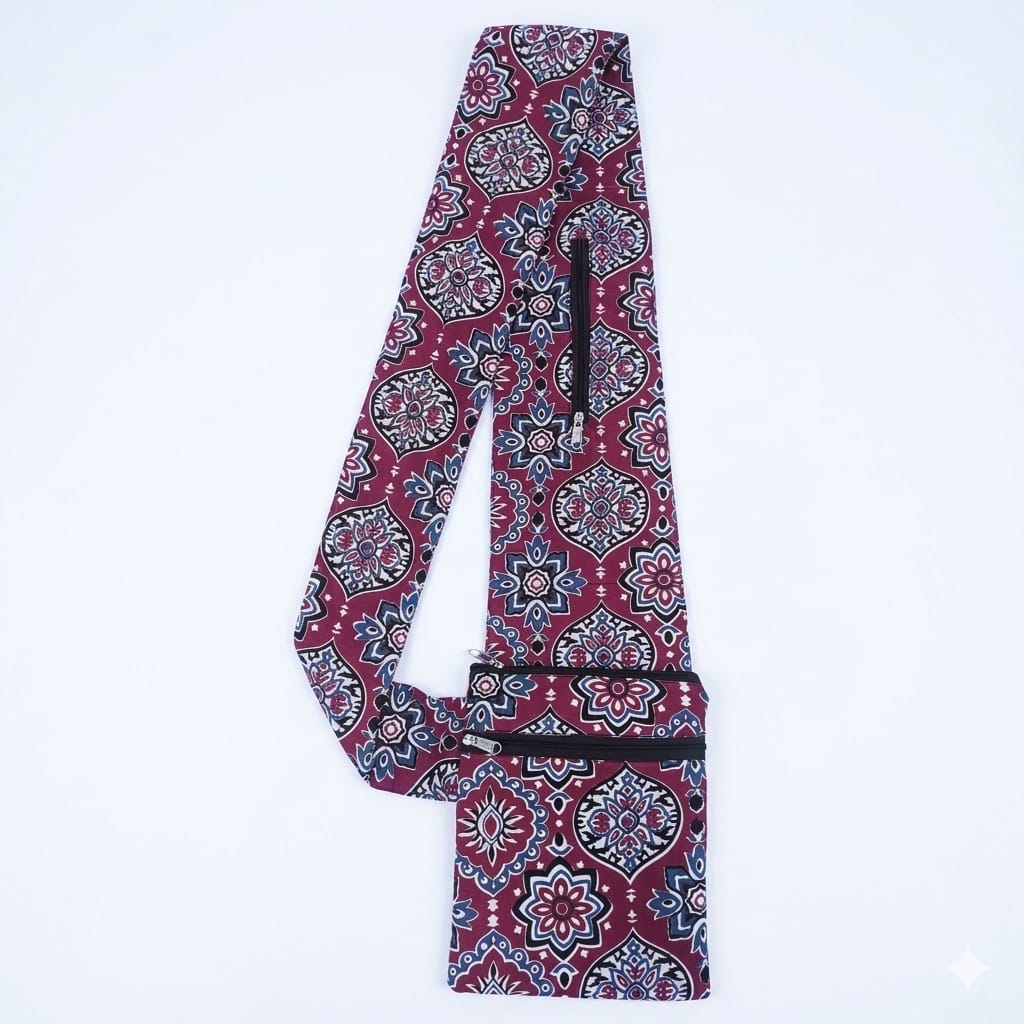 Pilgrim Bag -  Maroon Kolam print